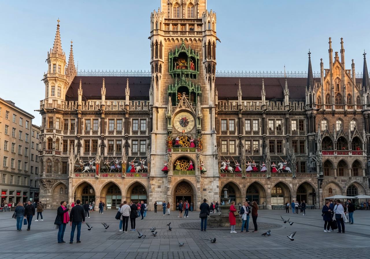 Marienplatz square in Munich with the New Town Hall